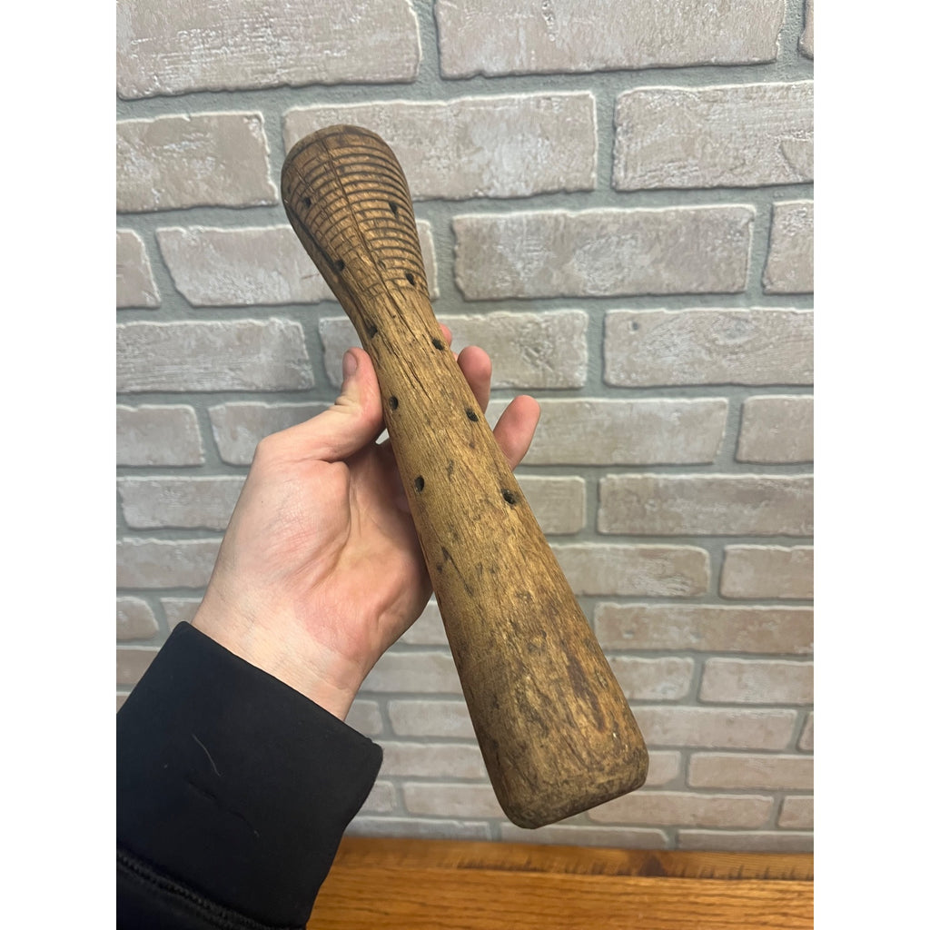 Antique Primitive Kitchen Mallet Round Orante Washroom Plunger Tool