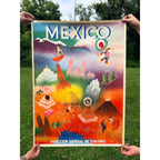 Original 1950s Mexico Direction Of Tourism Travel Poster Vintage 37" x 28" Large