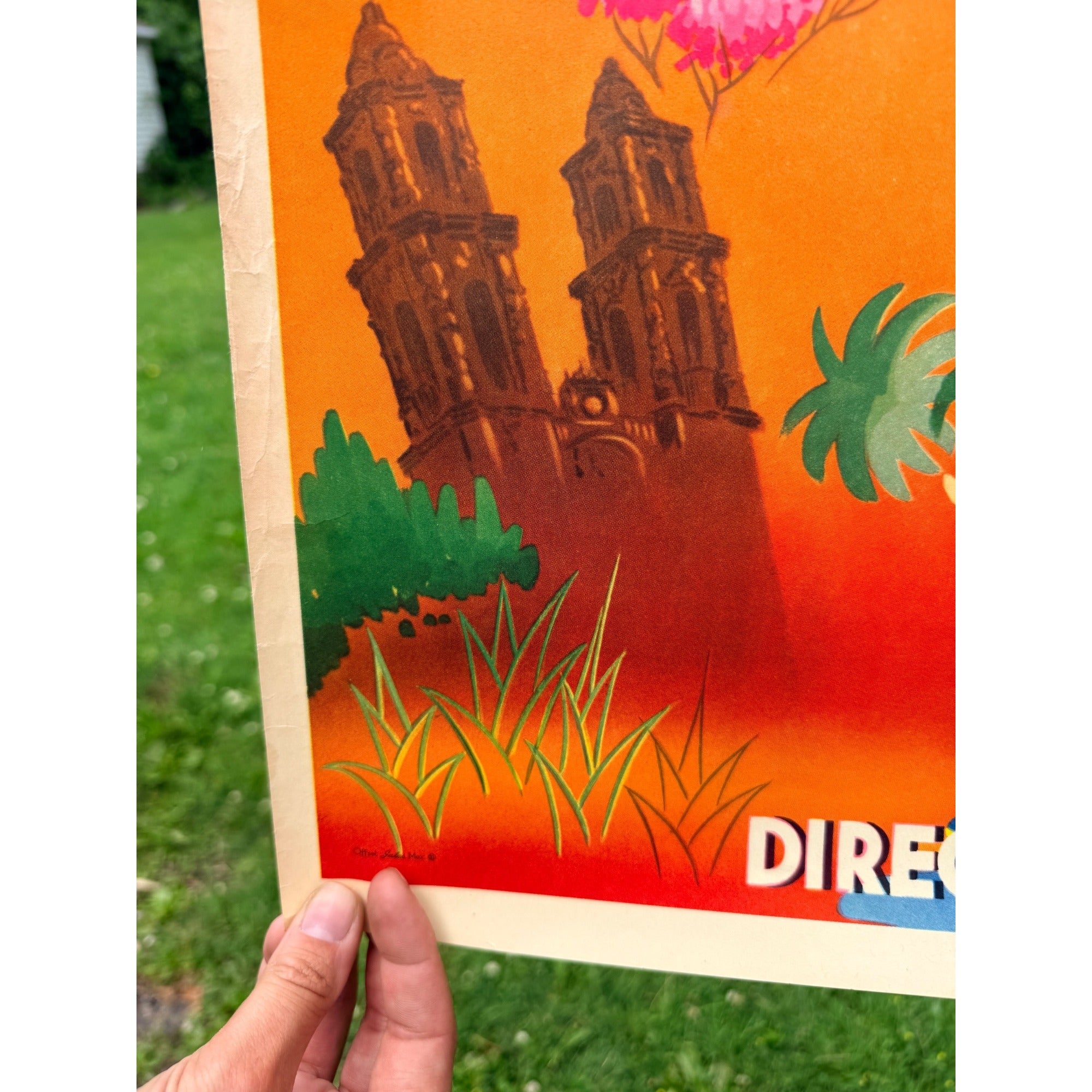 Original 1950s Mexico Direction Of Tourism Travel Poster Vintage 37" x 28" Large