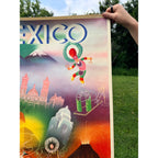 Original 1950s Mexico Direction Of Tourism Travel Poster Vintage 37" x 28" Large