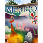 Original 1950s Mexico Direction Of Tourism Travel Poster Vintage 37" x 28" Large