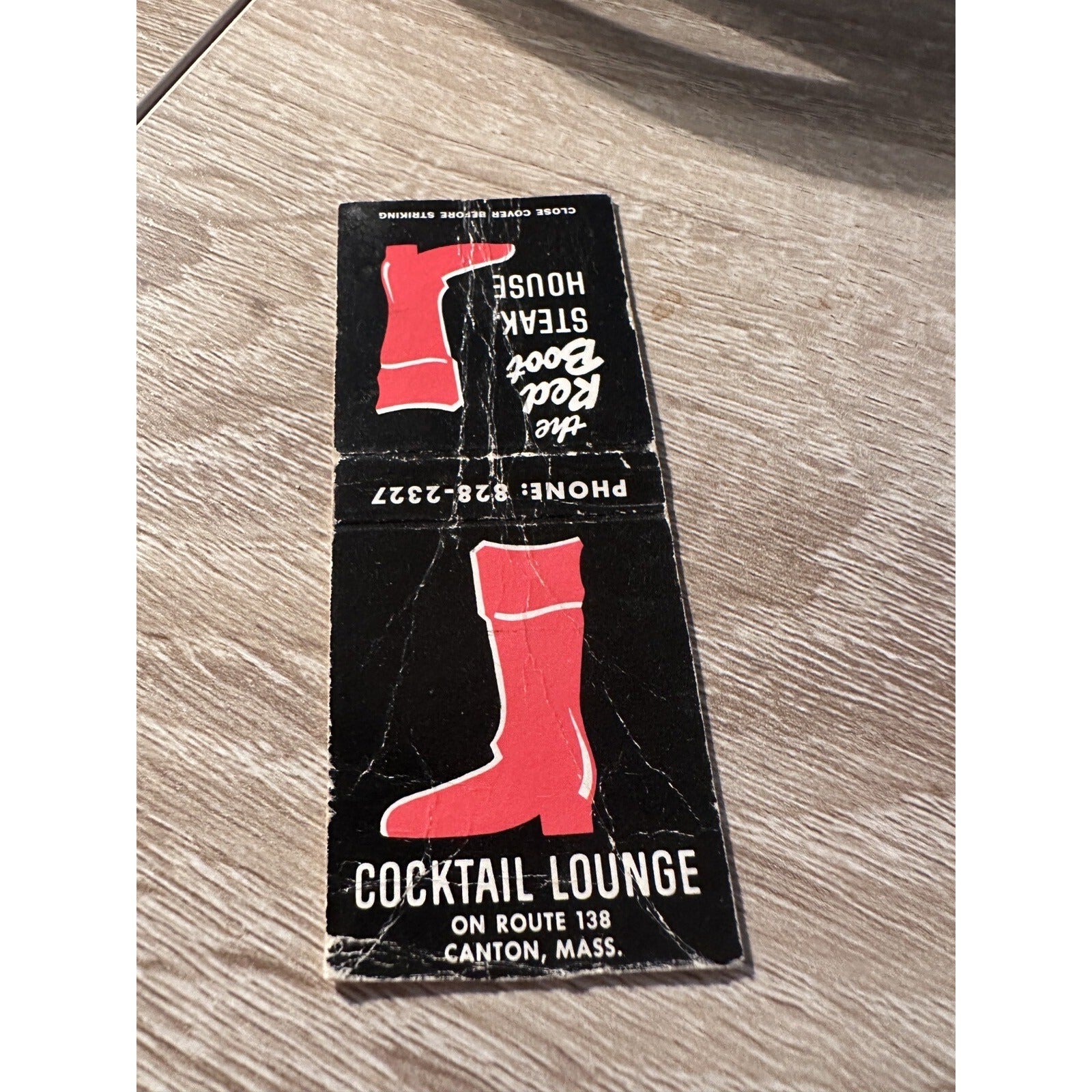 Vintage Red Boot Steak House Cocktai Lounge Canton Mass Advertising Matchbook