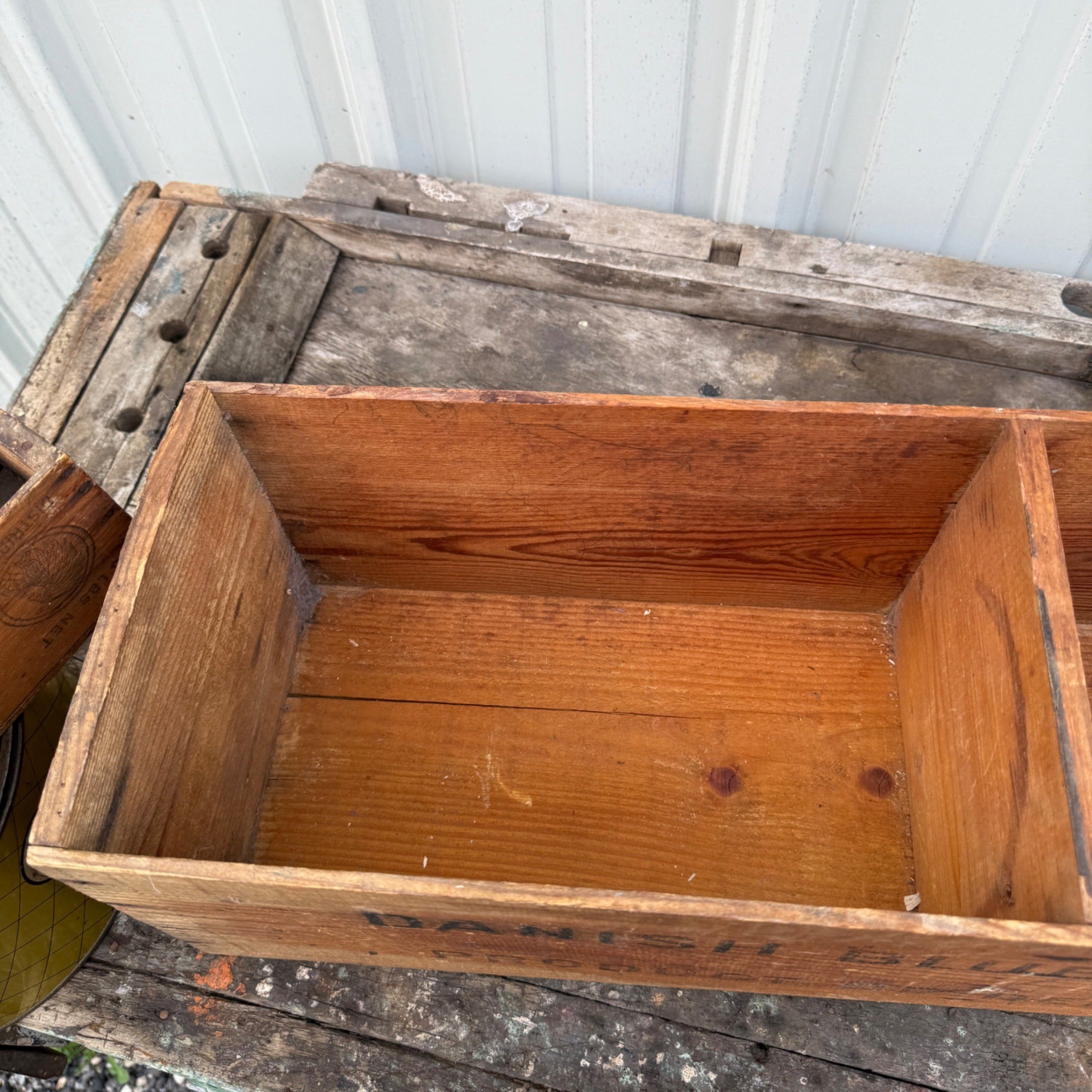 Vintage Danish Blue Cheese Wooden Advertising Box Crate Kitchen Farmhouse Decor