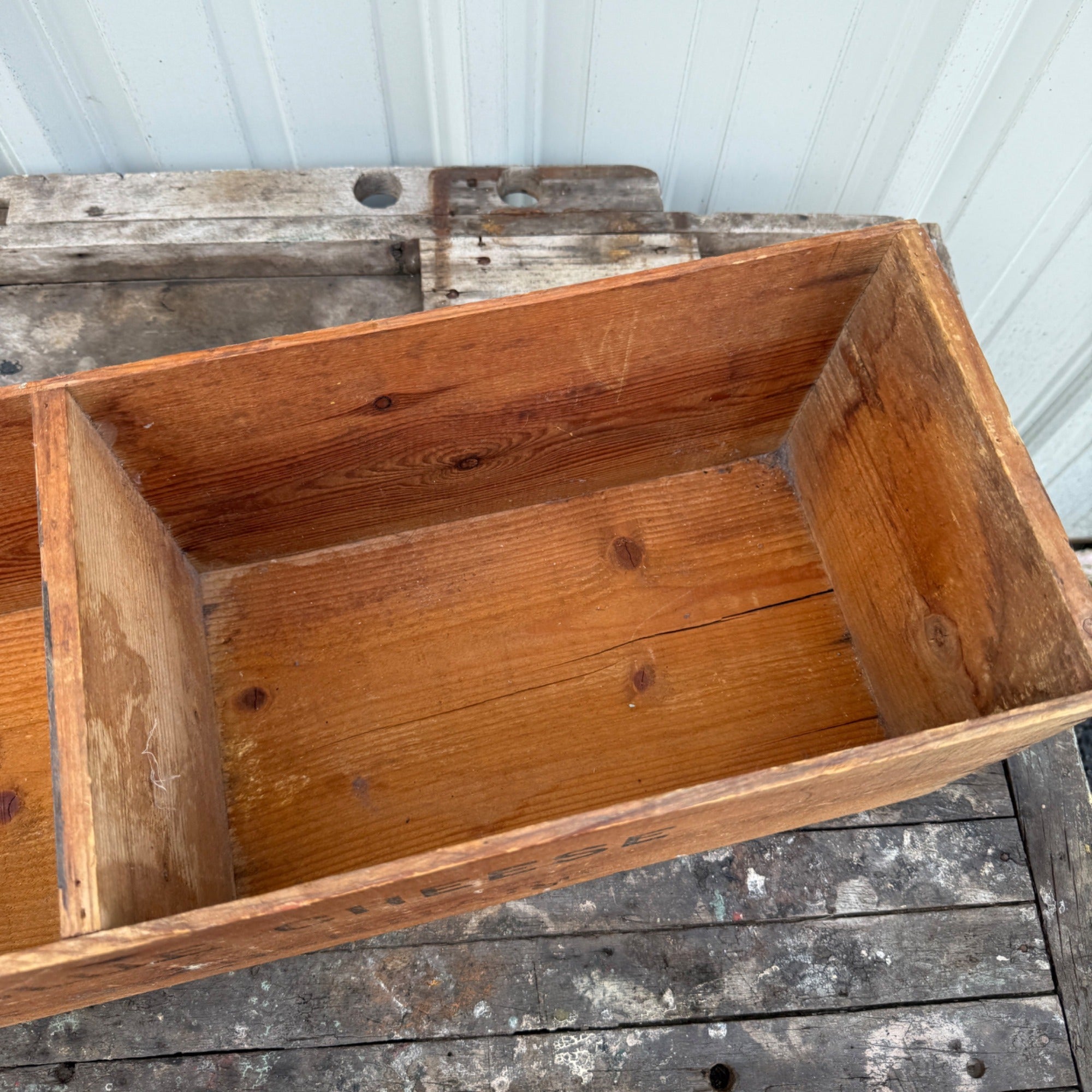 Vintage Danish Blue Cheese Wooden Advertising Box Crate Kitchen Farmhouse Decor