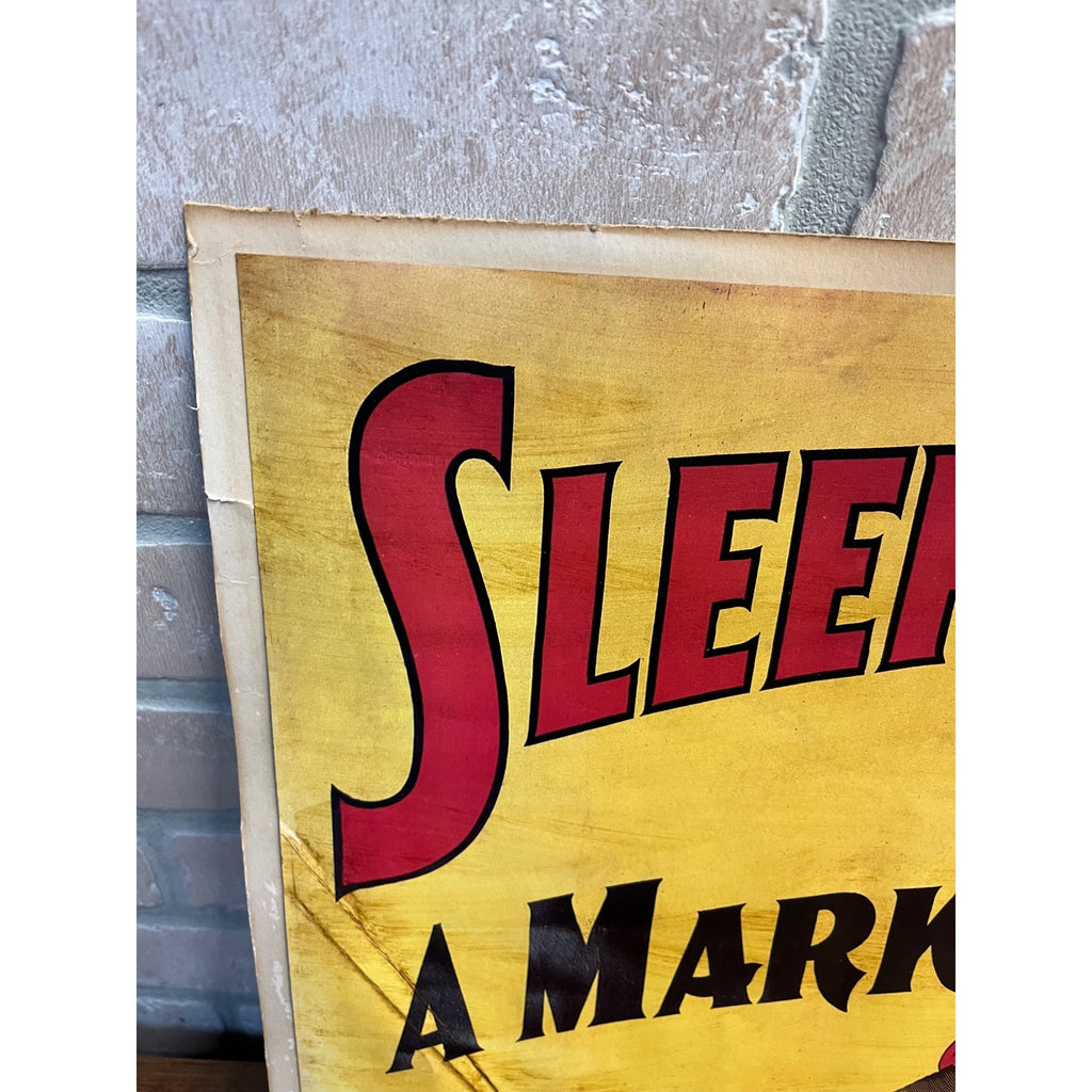Original Old Sleepy Eye Flour Paper Litho Sign Advertising Native American Chief