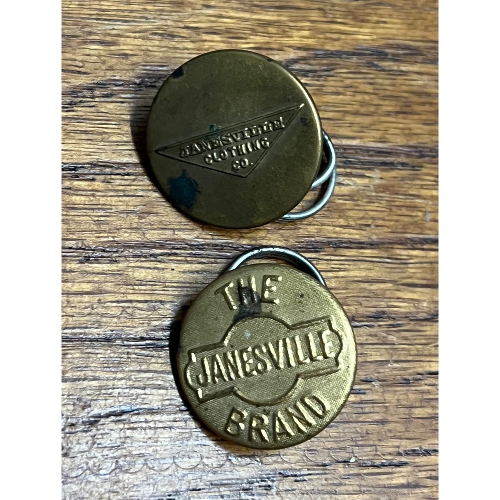 Vintage Lot (2) Janesville Clothing Co. WI1913-1918 Wobble Shank Buttons Jacket