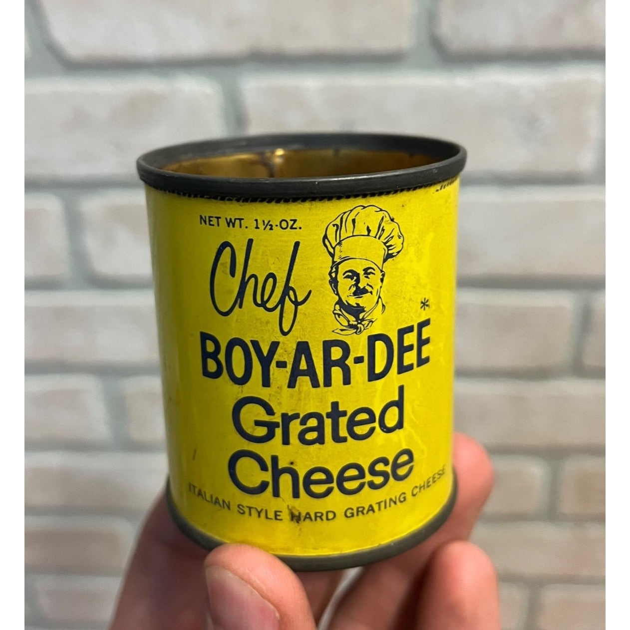 Vintage 1960s Chef Boyardee Grated Parmesan Cheese Can Italian Food Spaghetti