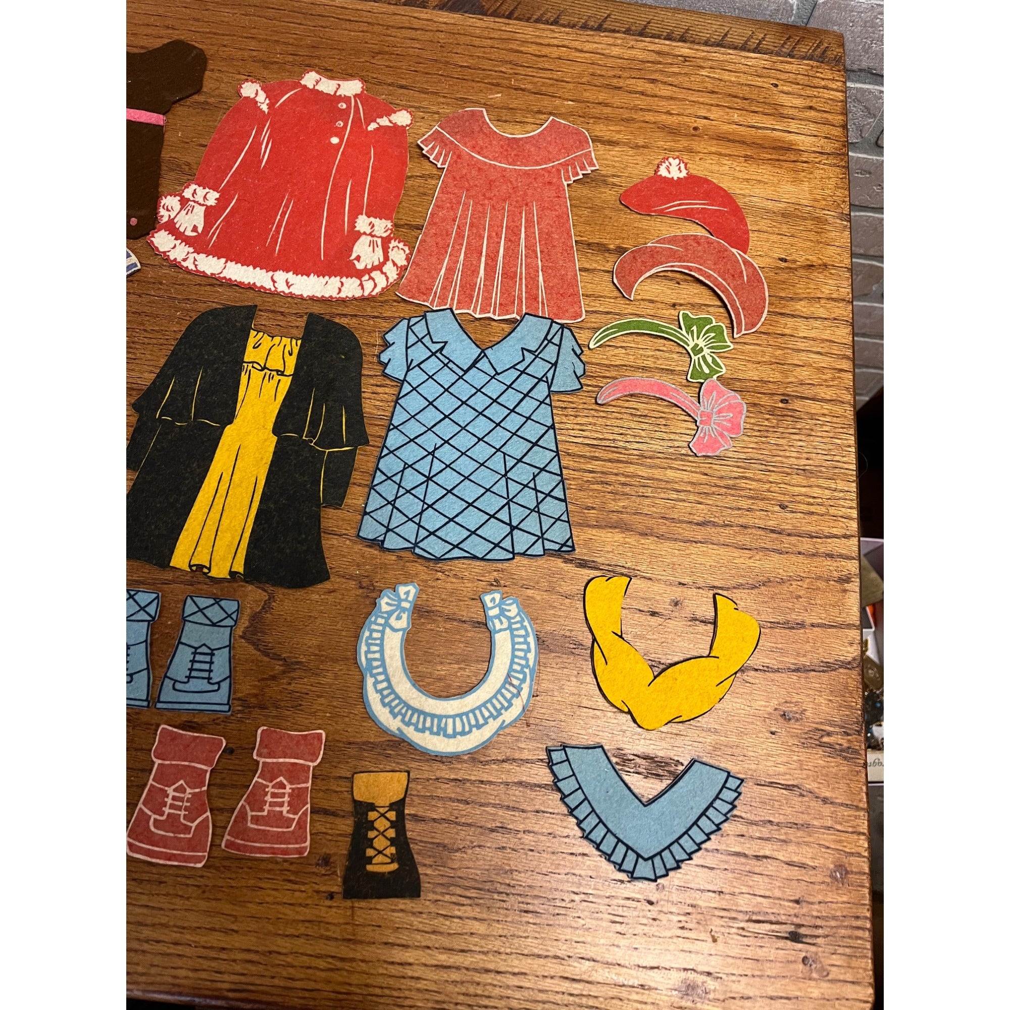 Vintage 1920s Felt Stick-On Dresses Outfits for Cardboard Paper Doll Lot