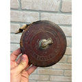 Antique Keuffel & Esser Dartmouth 100ft Cloth Tape Measure Leather Bound As-Is