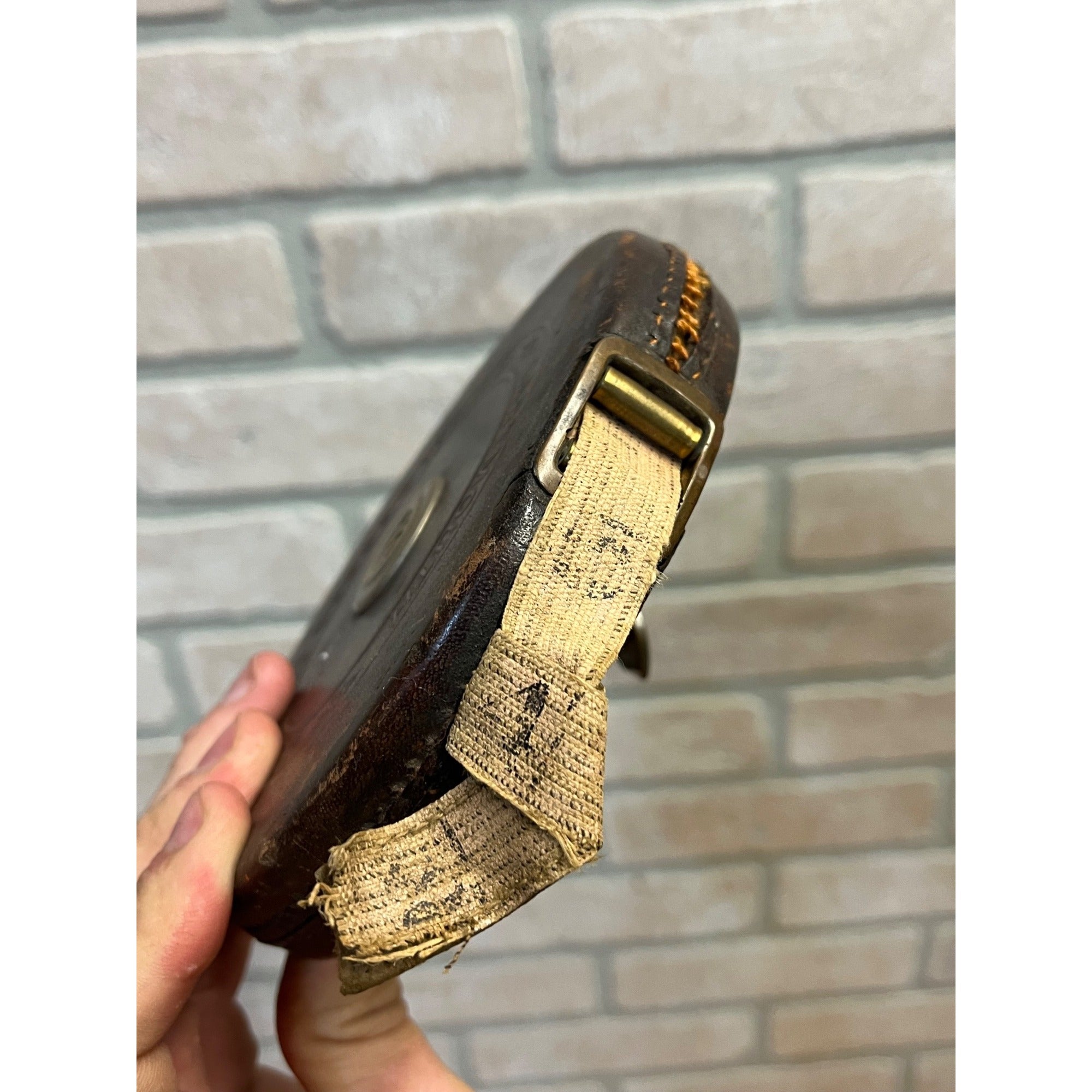 Antique Keuffel & Esser Dartmouth 100ft Cloth Tape Measure Leather Bound As-Is