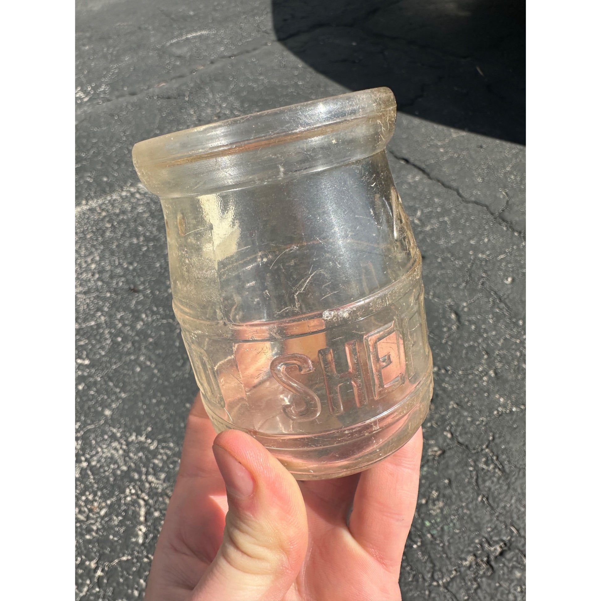 Vintage Sheffield Dairy Pint Embossed Glass Milk or Sour Cream Jar Bottle