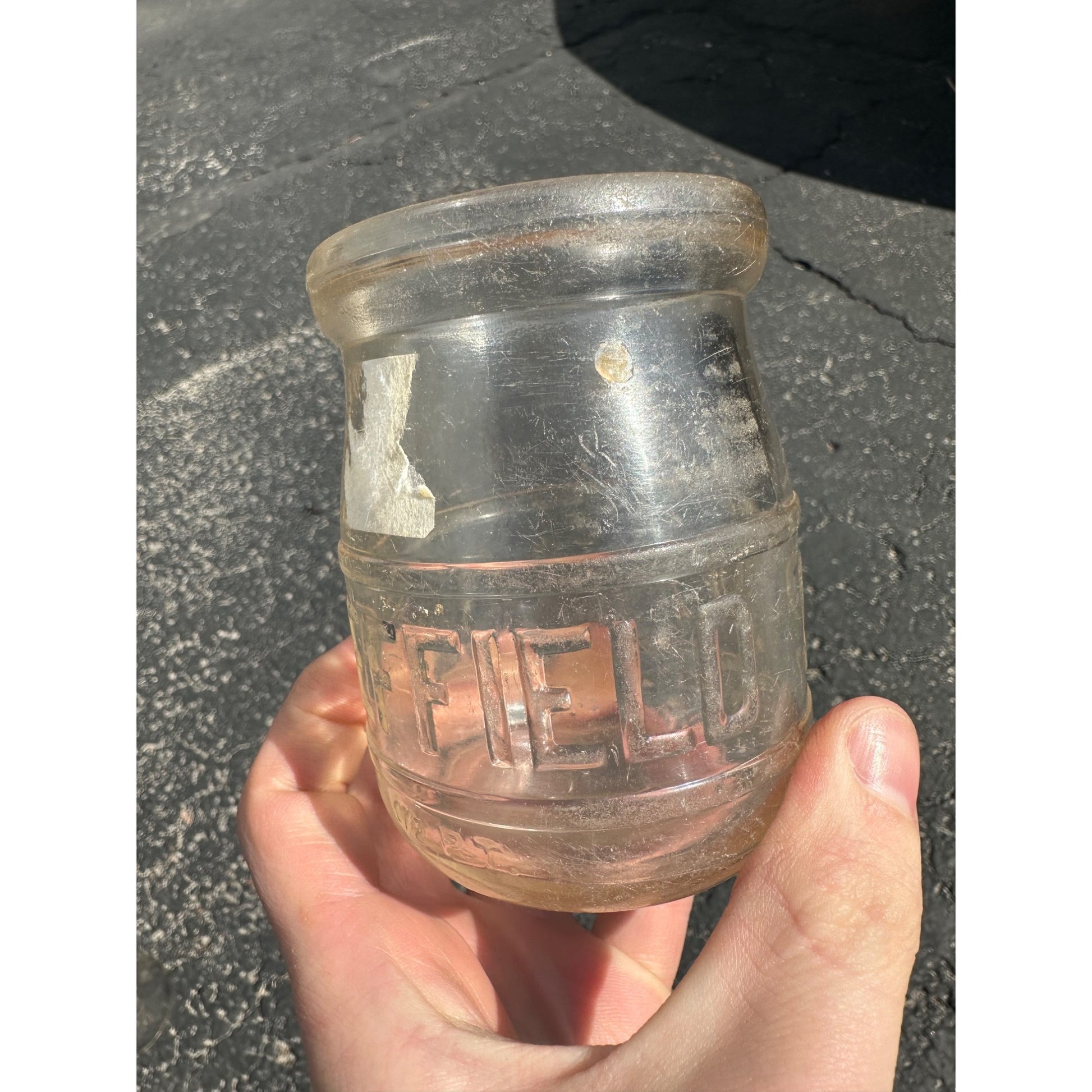 Vintage Sheffield Dairy Pint Embossed Glass Milk or Sour Cream Jar Bottle