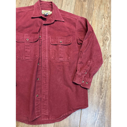 Vintage Cabelas Shirt Men's M Red Chamois Long Sleeve Button Shirt 90s Deerskin