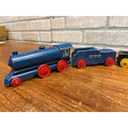 Vintage 1950s Strombecker Lines Railroad 6pc Wooden Toy Train Engine Set