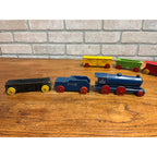 Vintage 1950s Strombecker Lines Railroad 6pc Wooden Toy Train Engine Set