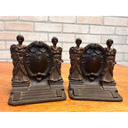 RARE Antique Bradley & Hubbard Lady Oil Painter & Sculptor Cast Iron Bookends Neoclassical Pair