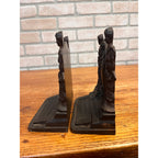 RARE Antique Bradley & Hubbard Lady Oil Painter & Sculptor Cast Iron Bookends Neoclassical Pair
