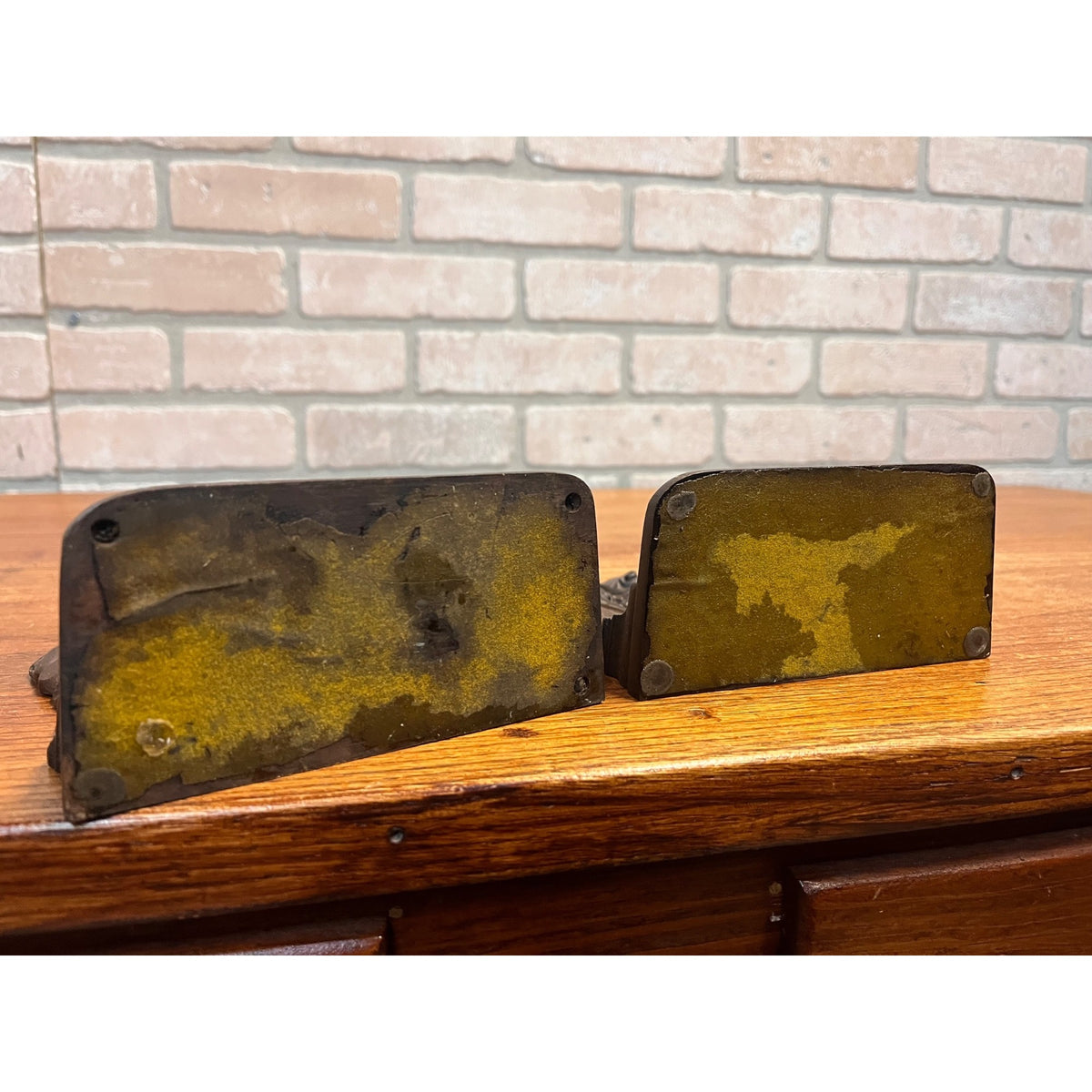 RARE Antique Bradley & Hubbard Lady Oil Painter & Sculptor Cast Iron Bookends Neoclassical Pair