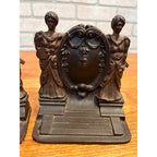 RARE Antique Bradley & Hubbard Lady Oil Painter & Sculptor Cast Iron Bookends Neoclassical Pair