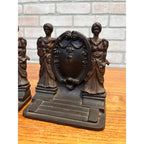 RARE Antique Bradley & Hubbard Lady Oil Painter & Sculptor Cast Iron Bookends Neoclassical Pair