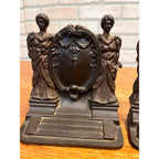 RARE Antique Bradley & Hubbard Lady Oil Painter & Sculptor Cast Iron Bookends Neoclassical Pair