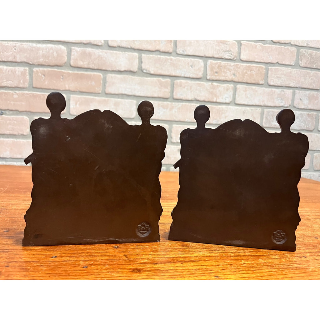 RARE Antique Bradley & Hubbard Lady Oil Painter & Sculptor Cast Iron Bookends Neoclassical Pair