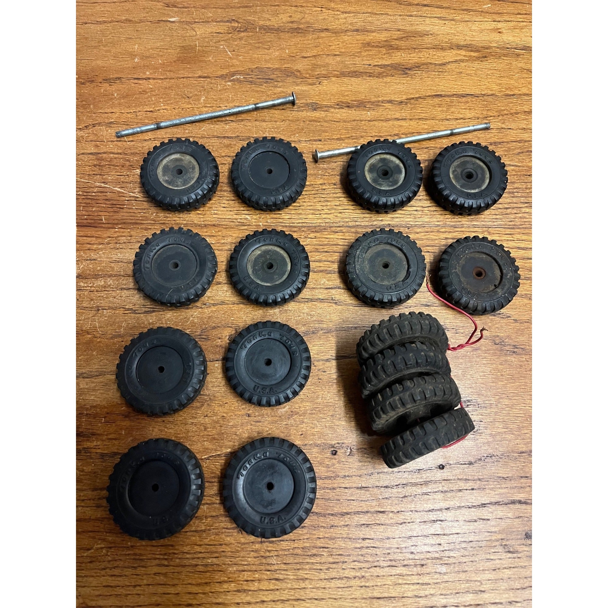 Vintage Original Tonka Vulcanized Script Rubber Tires Wheels Huge Lot Parts