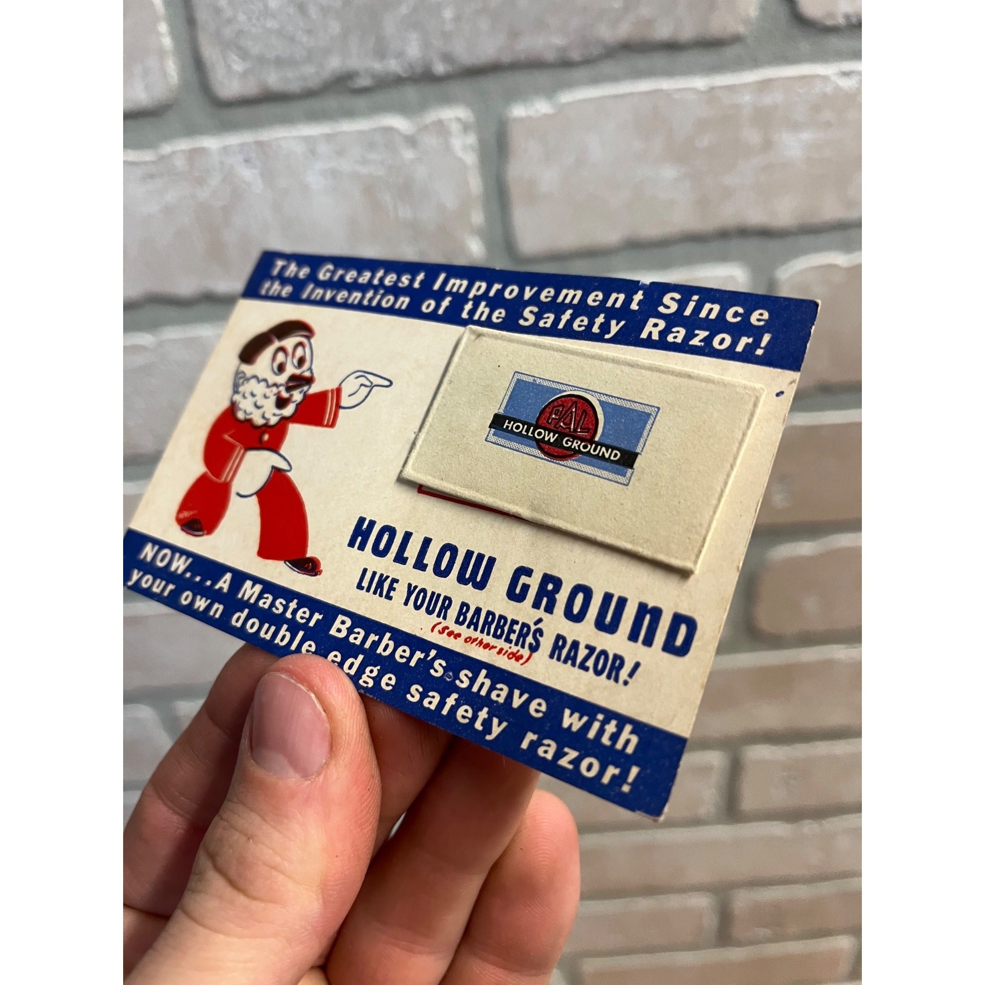 Vintage PAL Hollow Ground Safety Razor Blade Advertisement Sample Card Barber