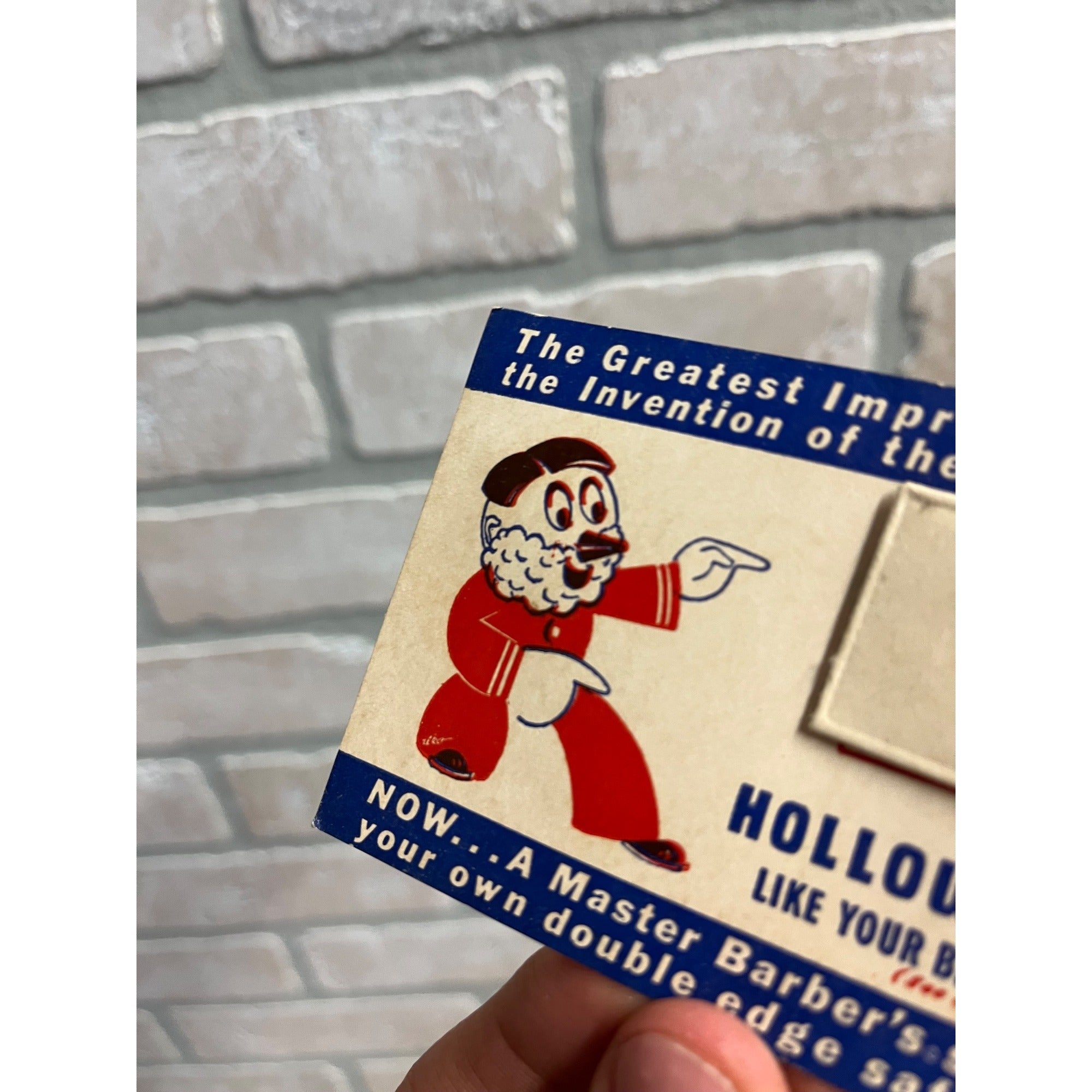 Vintage PAL Hollow Ground Safety Razor Blade Advertisement Sample Card Barber