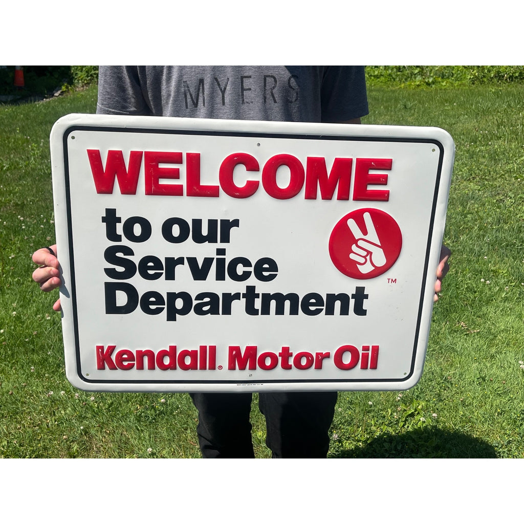Vintage Kendall Motor Oil "Welcome" Embossed Sign Scioto Gas Service Station Garage