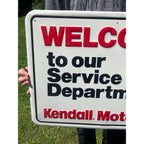 Vintage Kendall Motor Oil "Welcome" Embossed Sign Scioto Gas Service Station Garage