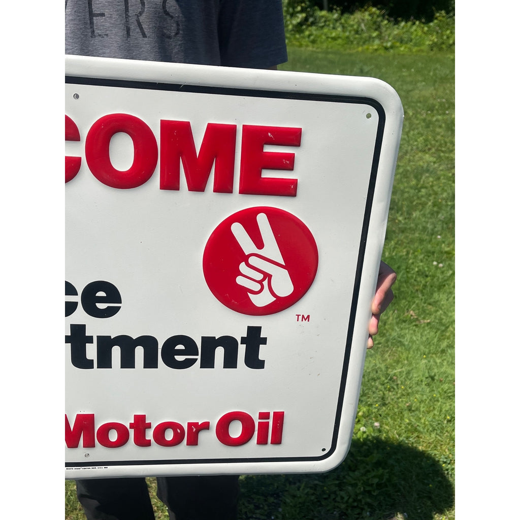 Vintage Kendall Motor Oil "Welcome" Embossed Sign Scioto Gas Service Station Garage