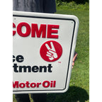 Vintage Kendall Motor Oil "Welcome" Embossed Sign Scioto Gas Service Station Garage