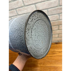 Antique Primitive Gray Enamel Graniteware Berry Bucket / Lunch Pail Lidded Farmhouse Decor