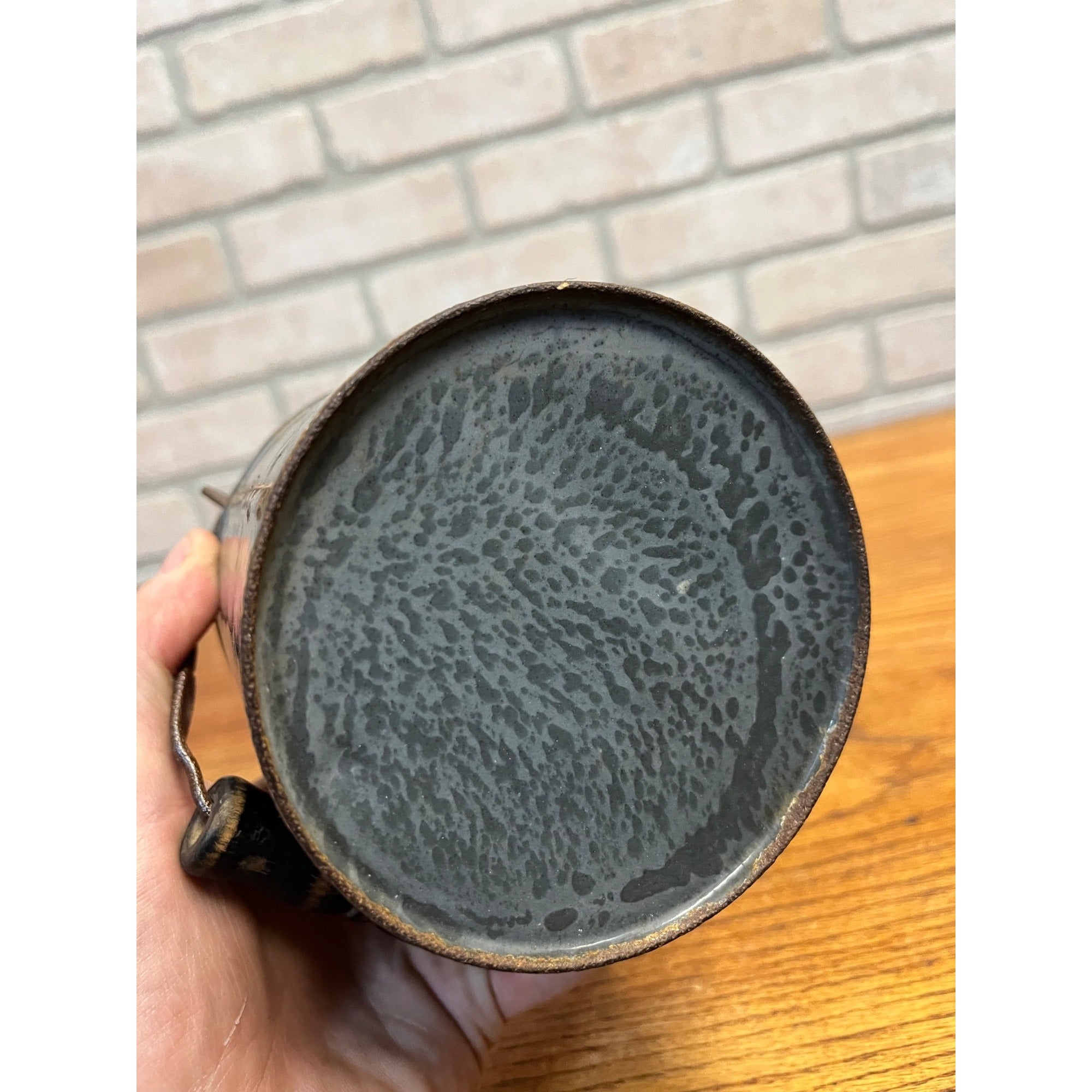 Antique Primitive Grey Graniteware Enamelware Cream Milk Can Pail Farmhouse Kitchen Decor