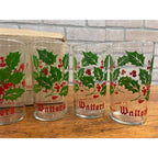 Vintage 1950s Walter's Beer Christmas Glasses Set of (8) w/ Box Eau Claire WI