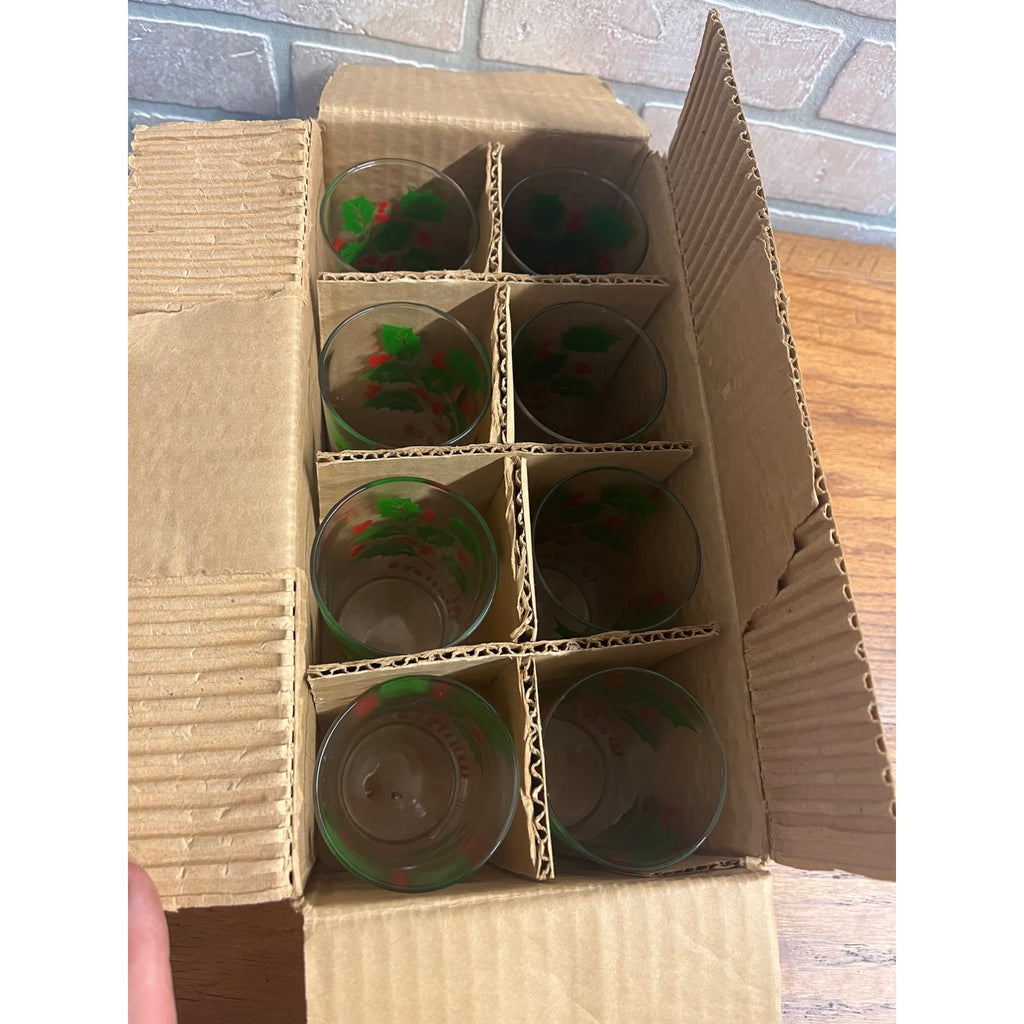 Vintage 1950s Walter's Beer Christmas Glasses Set of (8) w/ Box Eau Claire WI