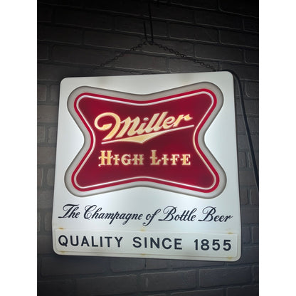 RARE Vintage 1957 Miller High Life Beer Hanging Lighted Clock Bar Sign Advertising