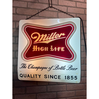 RARE Vintage 1957 Miller High Life Beer Hanging Lighted Clock Bar Sign Advertising