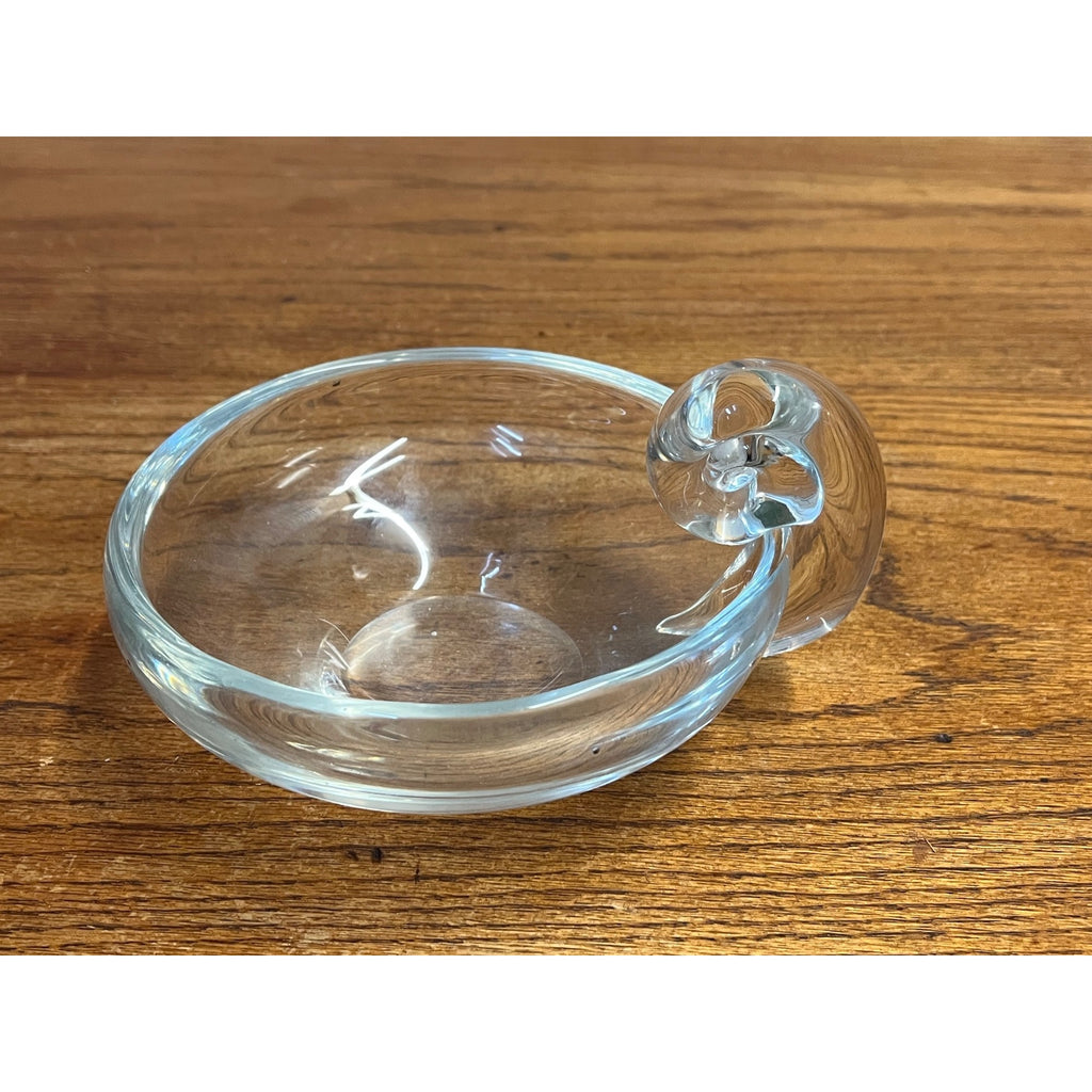 Steuben-Like Crystal Glass Bowl Snail Scroll Olive Dish Vintage 1940s Ashtray