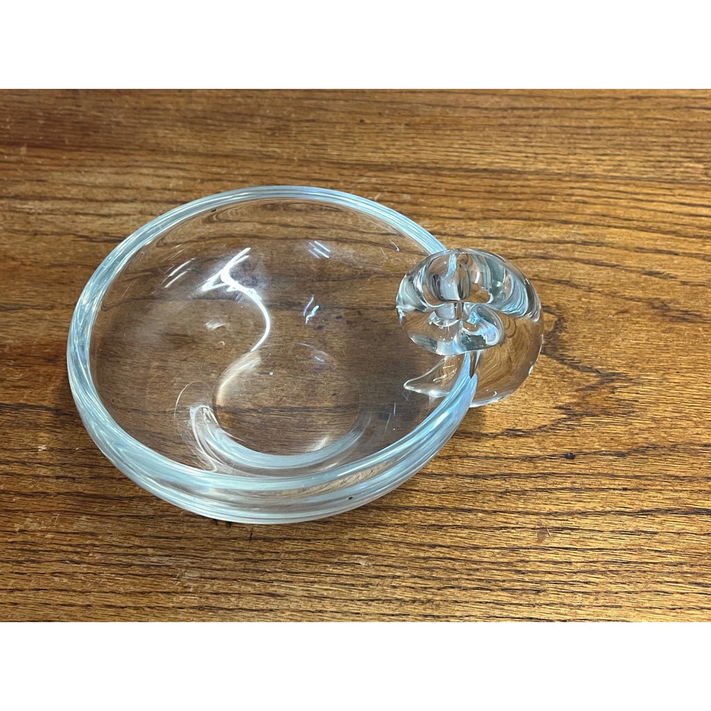 Steuben-Like Crystal Glass Bowl Snail Scroll Olive Dish Vintage 1940s Ashtray