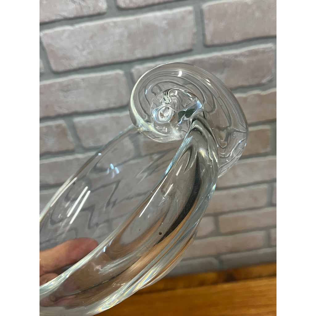 Steuben-Like Crystal Glass Bowl Snail Scroll Olive Dish Vintage 1940s Ashtray