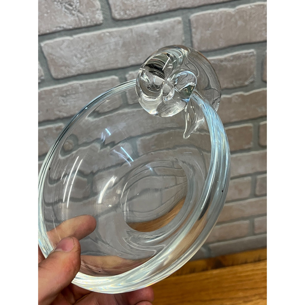 Steuben-Like Crystal Glass Bowl Snail Scroll Olive Dish Vintage 1940s Ashtray