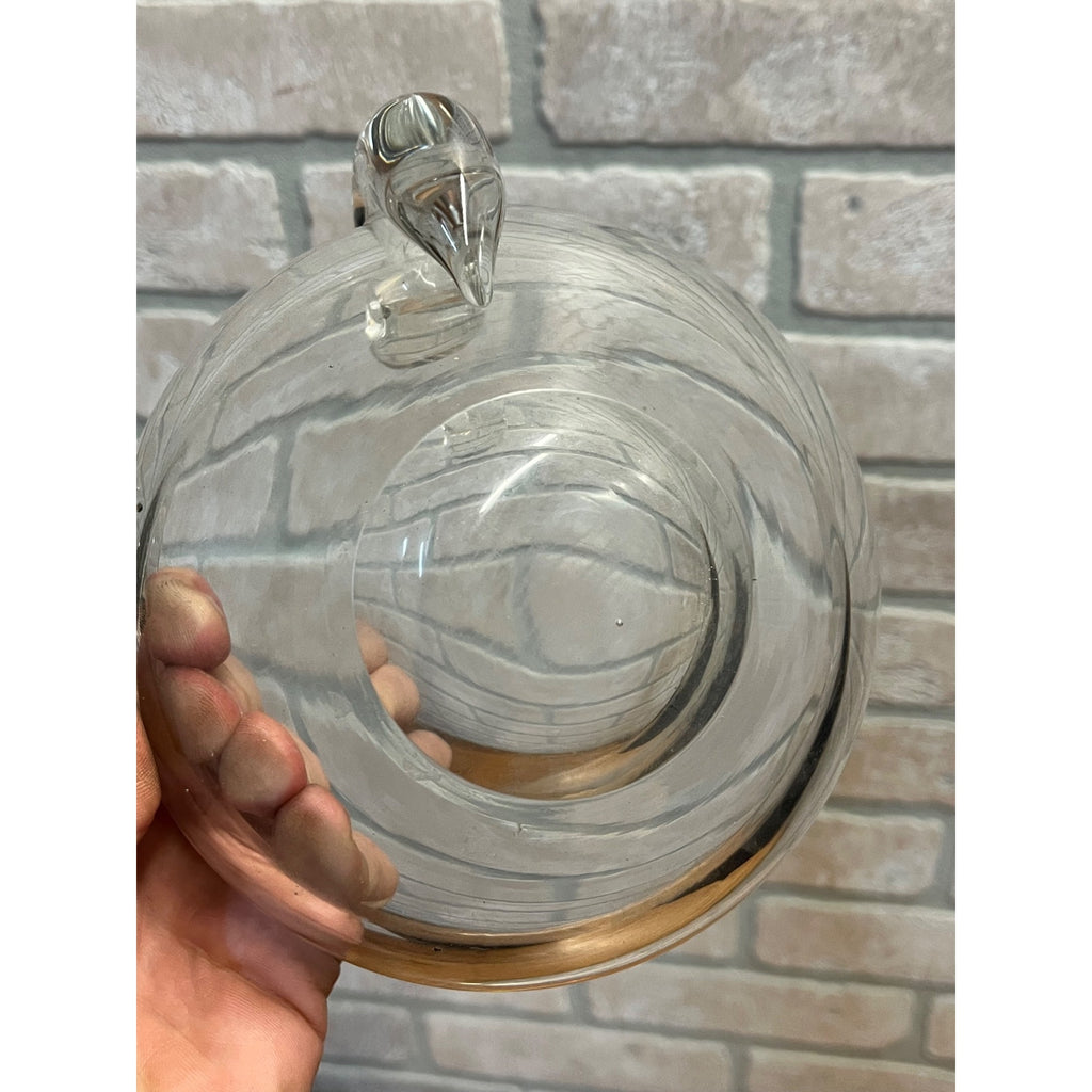 Steuben-Like Crystal Glass Bowl Snail Scroll Olive Dish Vintage 1940s Ashtray