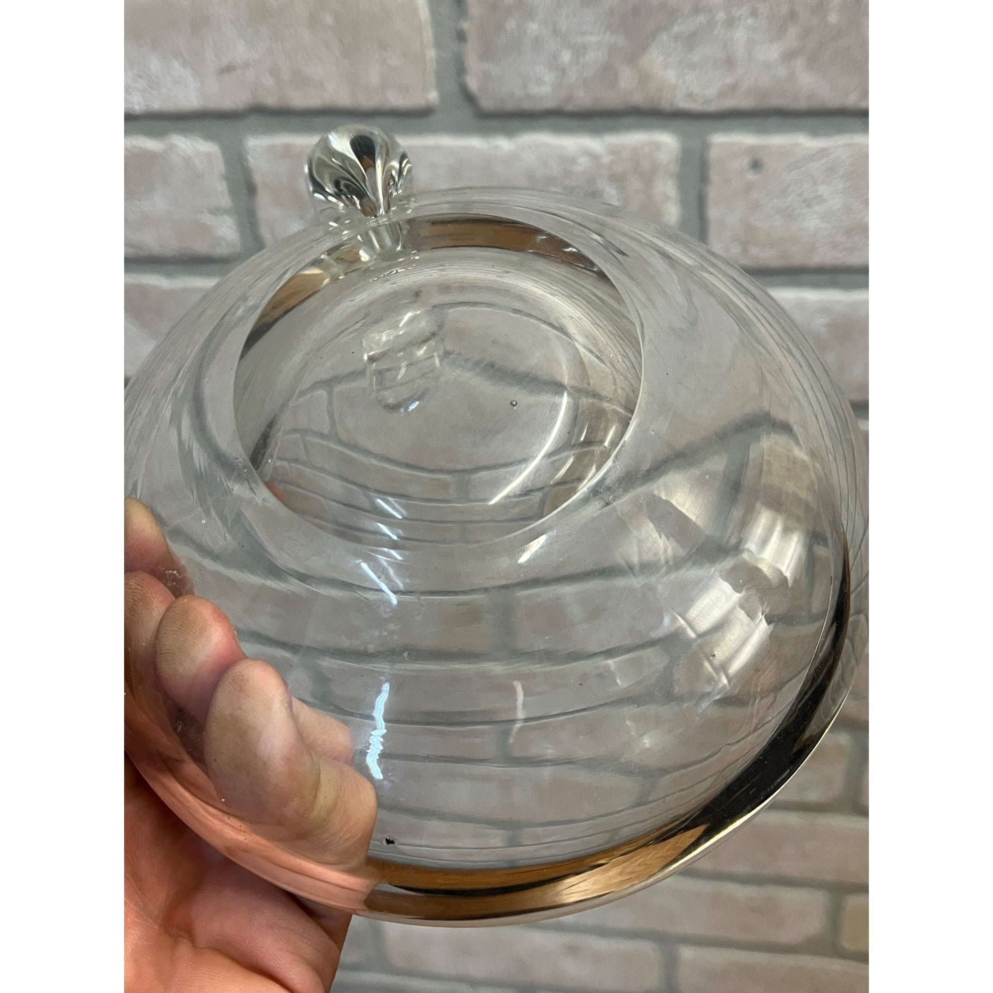 Steuben-Like Crystal Glass Bowl Snail Scroll Olive Dish Vintage 1940s Ashtray