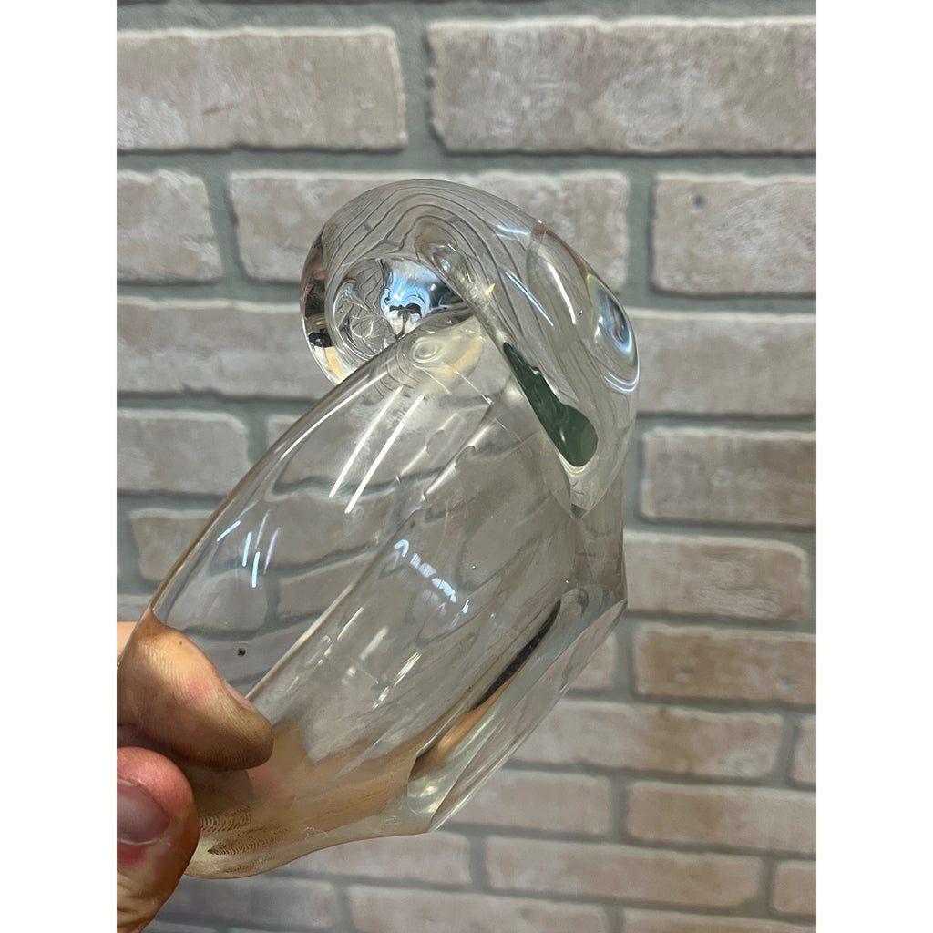 Steuben-Like Crystal Glass Bowl Snail Scroll Olive Dish Vintage 1940s Ashtray