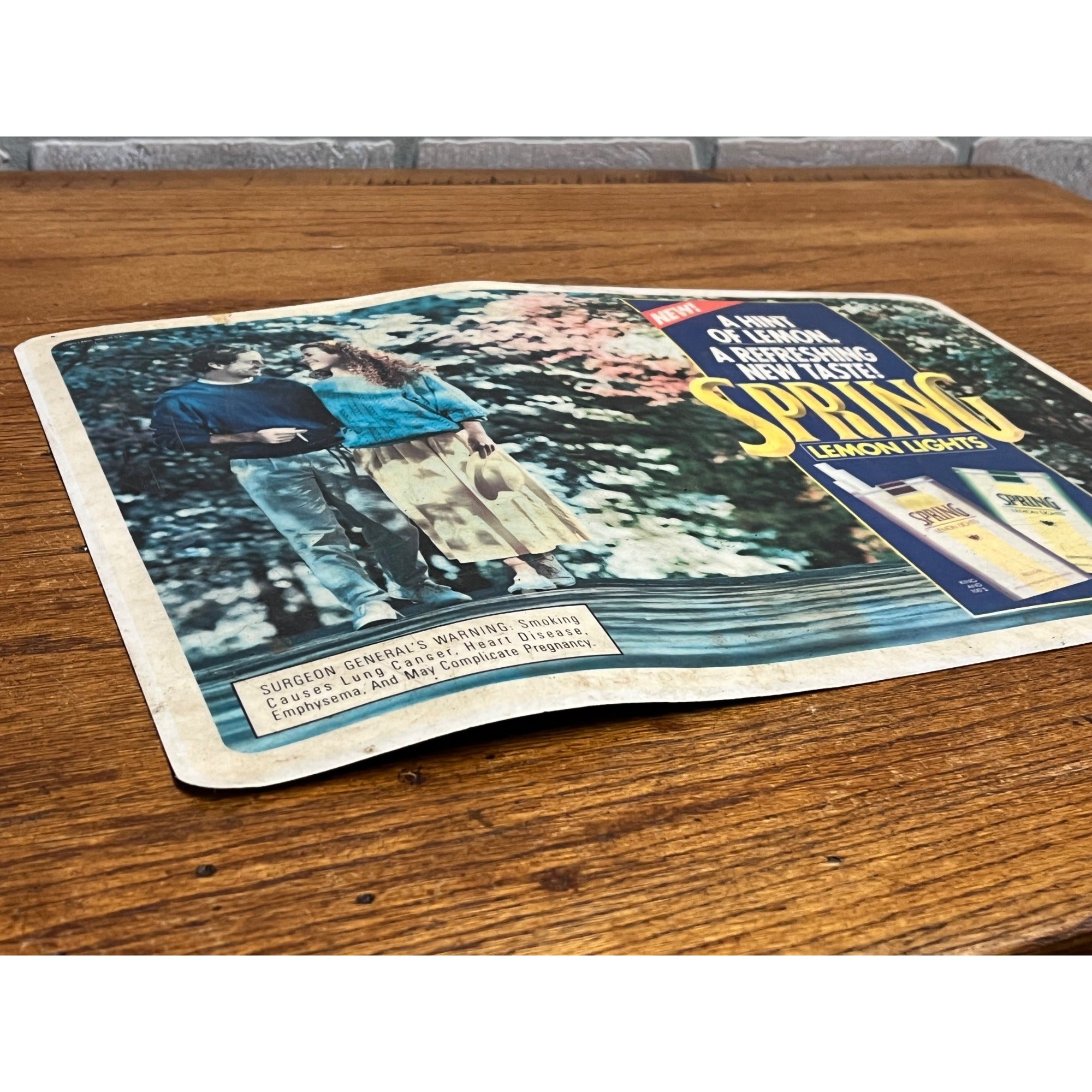 Vintage Spring Lemon Lights Cigarettes Advertising Countertop Place Mat