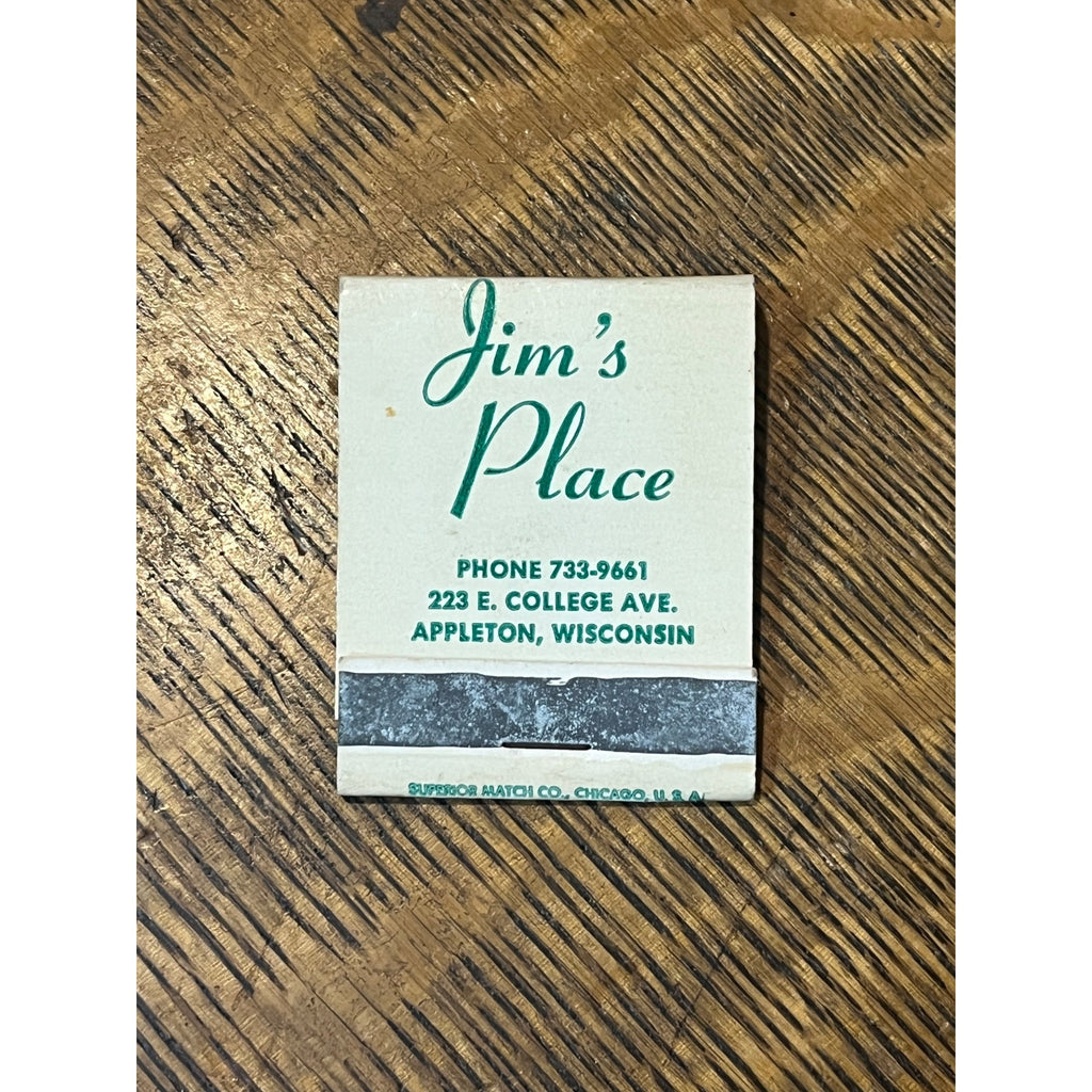Vintage Unstruck Matchbook Advertising Jim Mullins - Jim's Place - Appleton, Wis