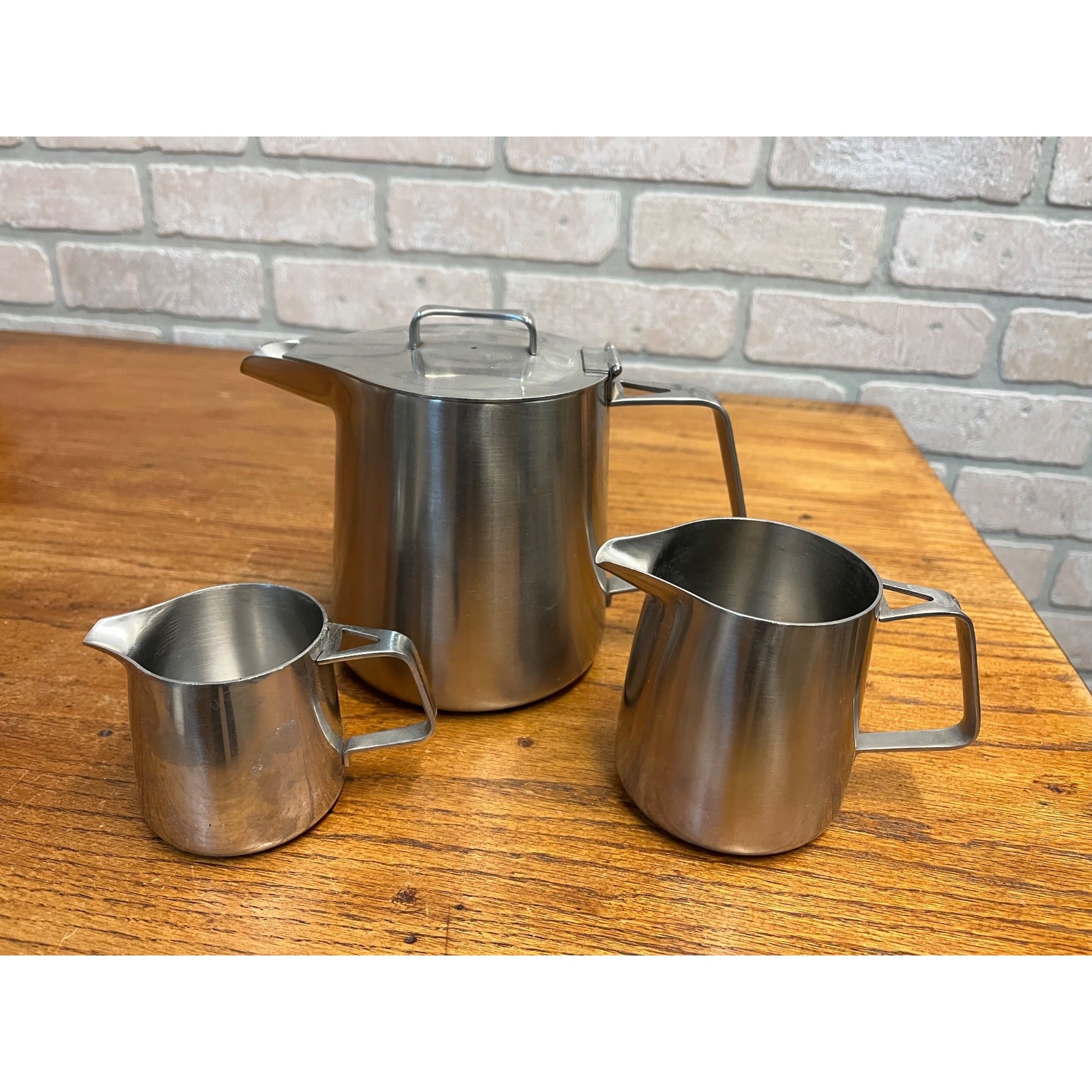 Vintage 1960s Robert Welch Old Hall Oriana MCM Stainless Steel 3pc Coffee Set