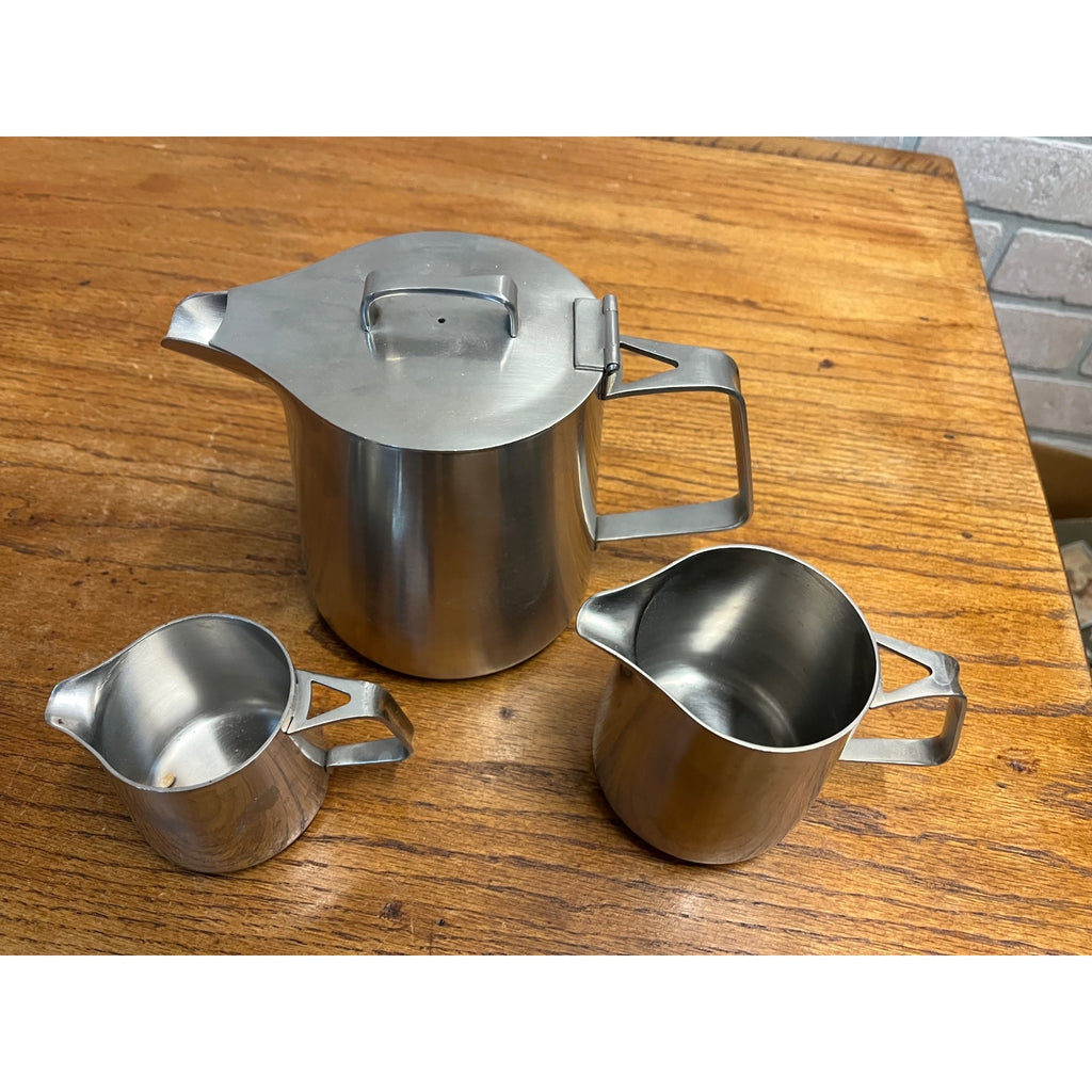 Vintage 1960s Robert Welch Old Hall Oriana MCM Stainless Steel 3pc Coffee Set